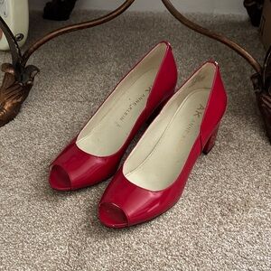 Anne Klein Vibrant Red Peep Toe Heels